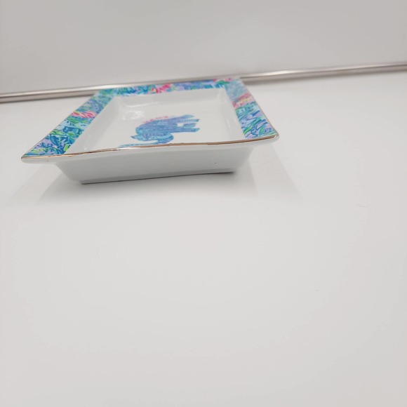 Lilly Pulitzer Modernist Ceramic Elephant Tray Dish 9.25”L x 5” - Picture 5 of 7